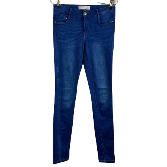 ZARA TRAFALUC LOW RISE BLUE SKINNY JEANS SIZE 6